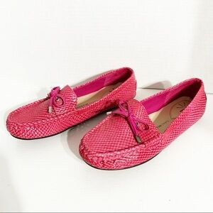 Isaac Mizrahi Live! Alison Leather Snakeskin Embossed Slip On Loafer Moccasin 🩷